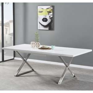 Mayline Extending High Gloss Dining Table In White - UK